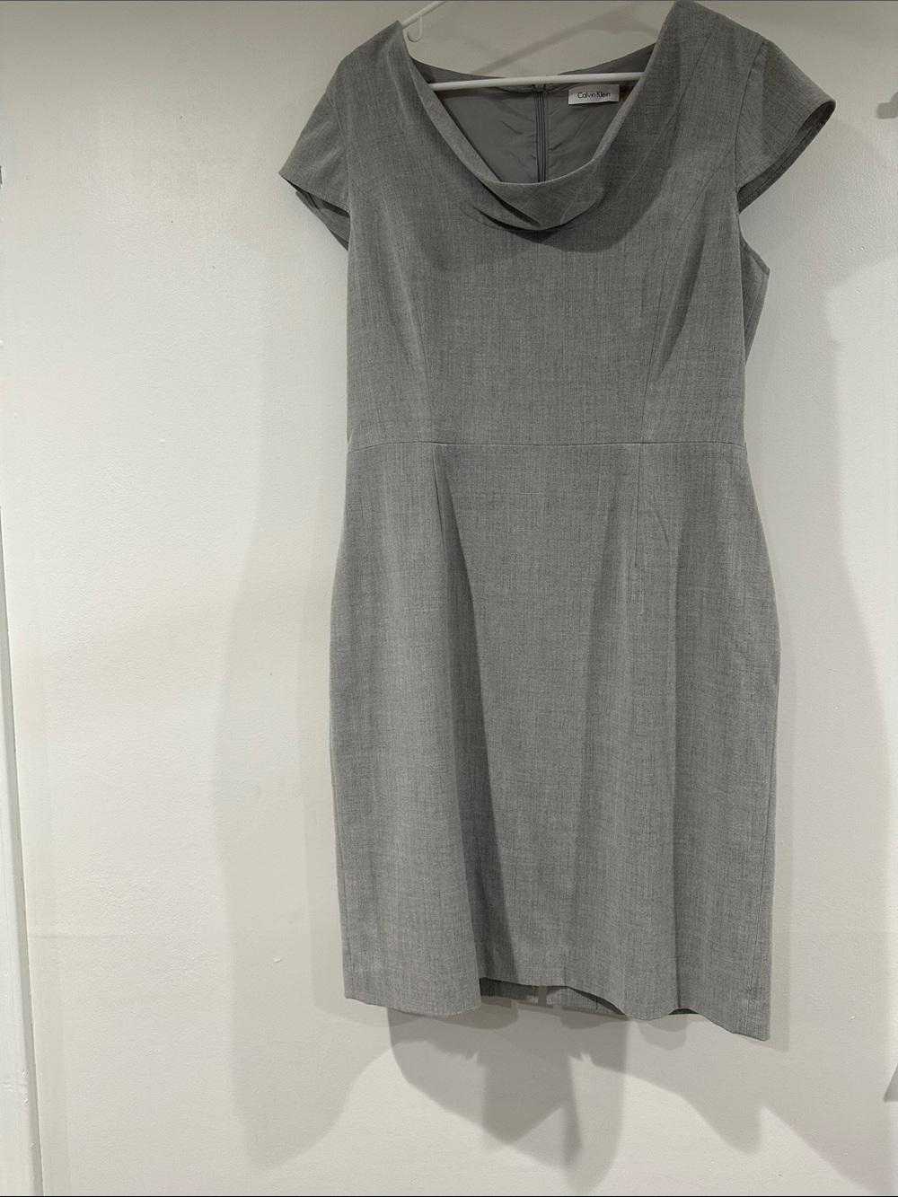 Calvin Klein Light Gray Cowl Neck Midi Dress